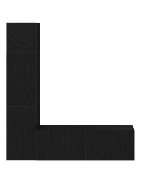 Set di mobili TV da parete 3 pezzi Nero Rovere in legno ingegnerizzato