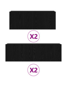 Set mobile TV Montaggio a parete Rovere Nero Legno multistrato