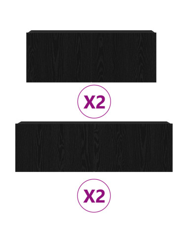Set mobile TV Montaggio a parete Rovere Nero Legno multistrato