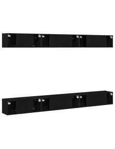 Set mobile TV Montaggio a parete Rovere Nero Legno multistrato