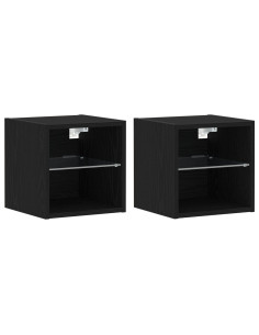 Armadio da letto a muro LED con Nero Legno multistrato