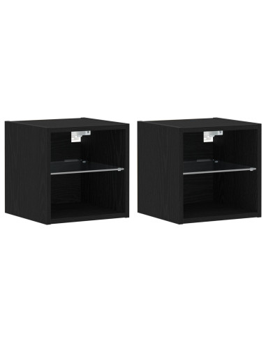 Armadio da letto a muro LED con Nero Legno multistrato