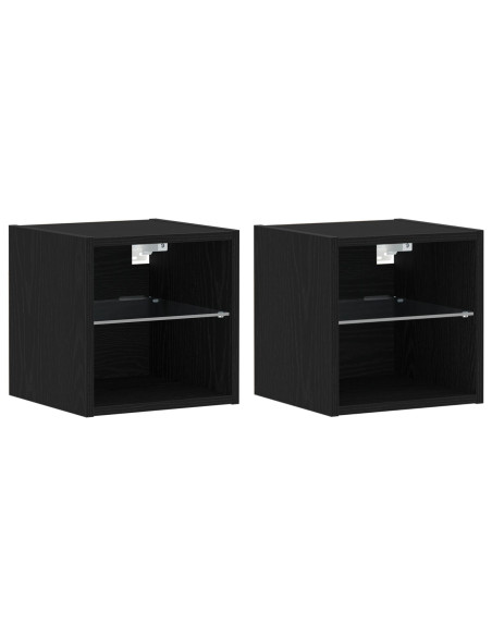 Mobile TV LED  2 pezzi Nero Rovere 30x28,5x30 cm Legno ingegnerizzato