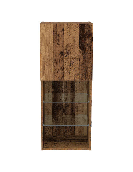 Mobile TV  con luci LED in legno invecchiato 40,5x30x102 cm