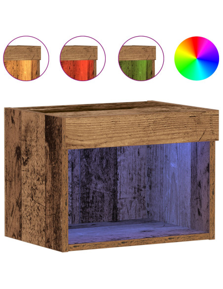 Armadi a muro  con luci LED 2 pezzi in legno vintage 40x30x30 cm