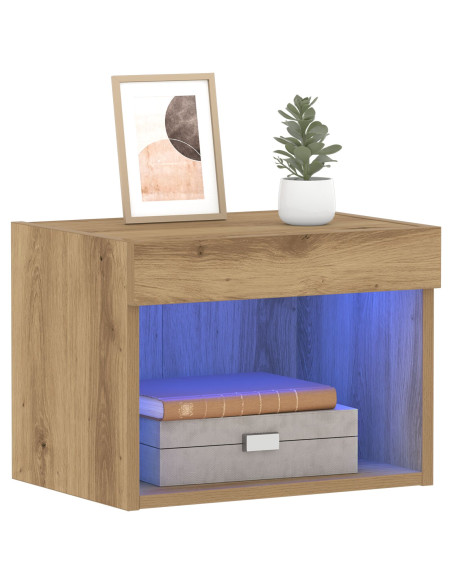 Armadi da parete  con luci a LED 2 pezzi Rovere Artigianale 40x30x30 cm