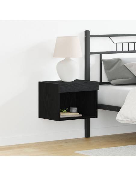 Armadi a muro  con luci LED 2 pezzi Rovere Nero 40x30x30 cm