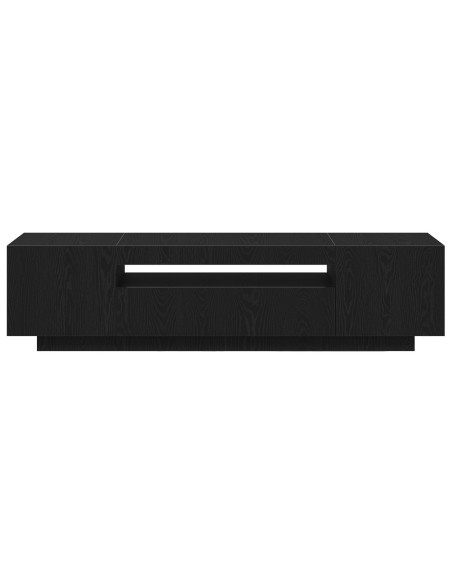 Mobile TV  con luci LED Nero Rovere 160x35x40 cm in legno ingegnerizzato