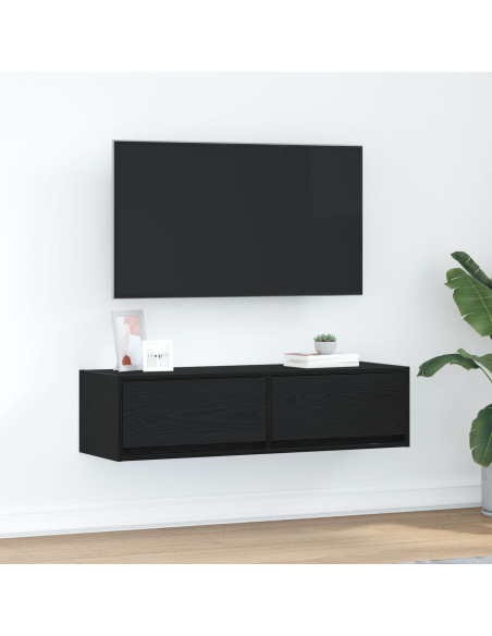 Mobile TV  Nero Rovere 100x31x25,5 cm Legno ingegnerizzato