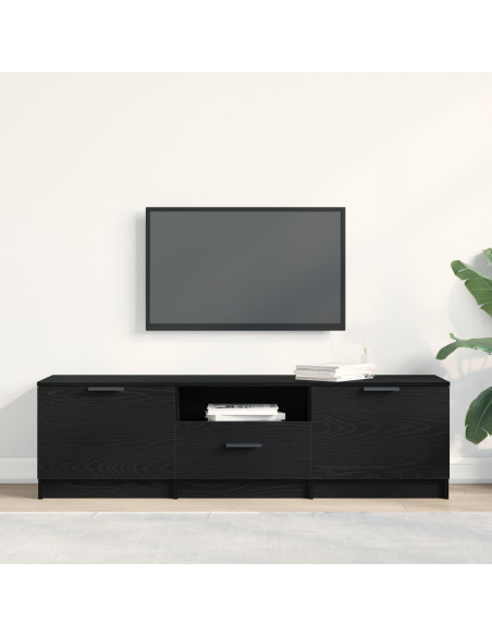 Mobile TV  - Rovere Nero - 140x35x40 cm - Realizzato in Legno Ingegnerizzato
