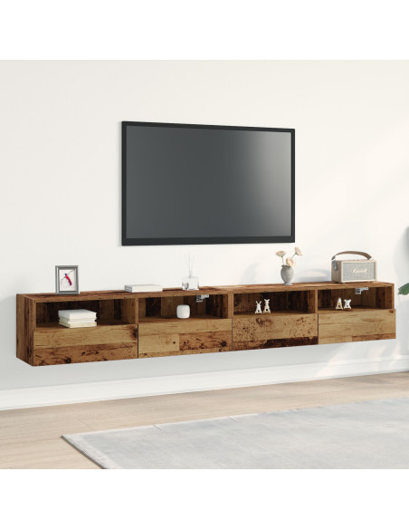 Armadietti da muro per TV 2 pz Legno Vecchio 100x30x30 cm Legno ingegnerizzato