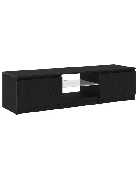 Mobile TV  con luci LED Nero Rovere 140x40x35,5 cm in legno ingegnerizzato