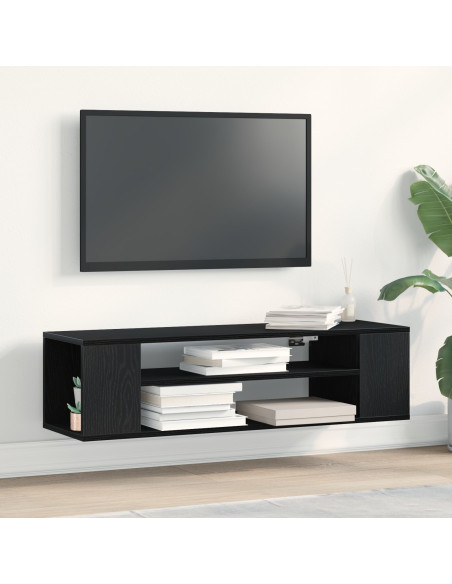 Mobile TV da parete  Nero Rovere 100x30x26,5 cm in legno ingegnerizzato