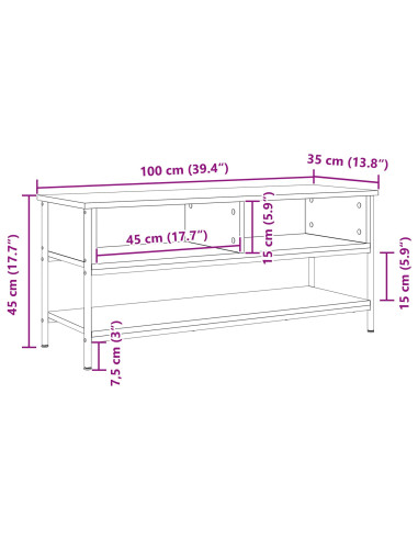 Set mobile TV Rovere Nero 100 x 35 x 45 cm Legno multistrato