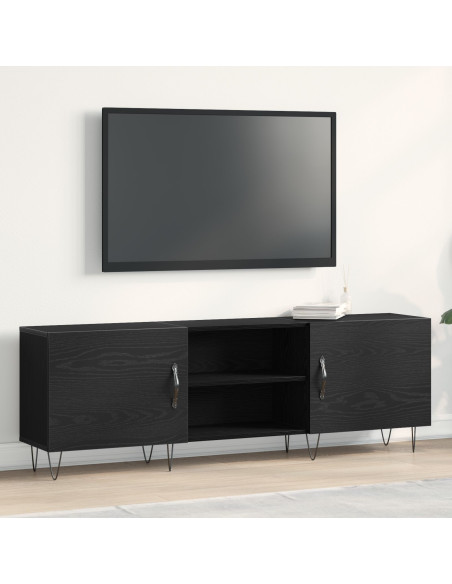 Mobile TV  Nero Rovere 150x30x50 cm Legno ingegnerizzato