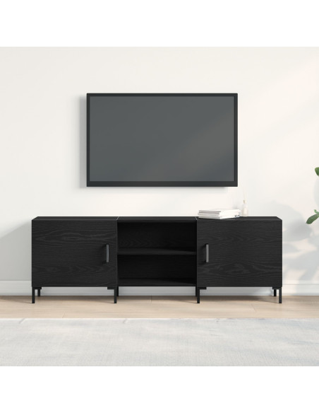 Mobile TV  Nero Rovere 150x30x50 cm Legno ingegnerizzato