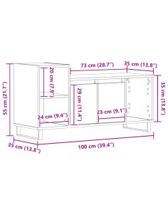 Set mobile TV Rovere Nero 100 x 35 x 55 cm Legno multistrato
