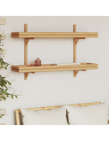 mensola a muro 2 ripiani 100x26x60 cm in bambù