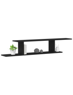 Mensola per TV da fissare a muro Rovere Nero 125 x 18 x 23 cm