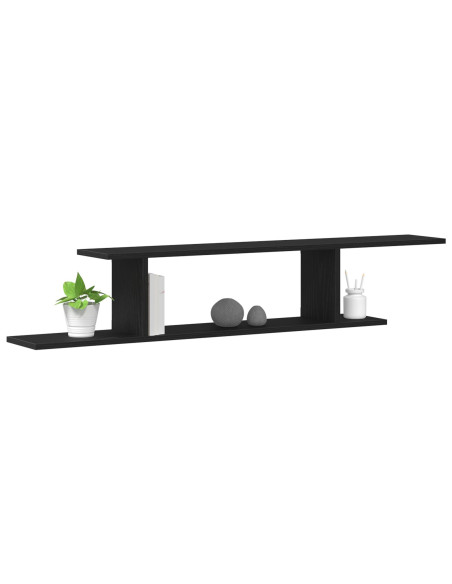Mensola TV da parete  nera in rovere 125x18x23 cm in legno ingegnerizzato