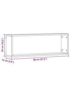 Scaffali da parete 2 pcs Legno vecchio 80 x 15 x 26 cm