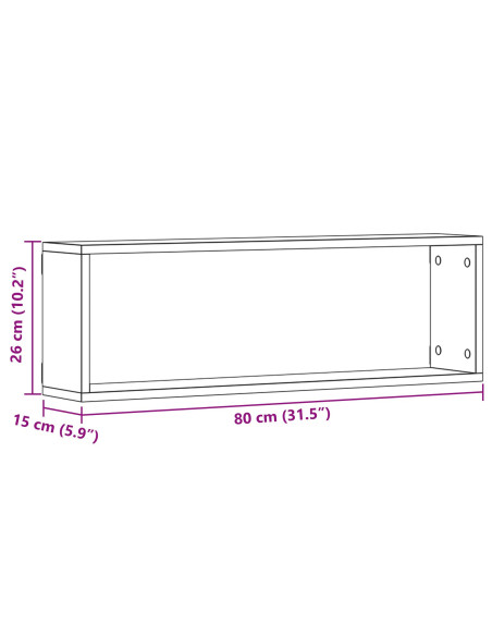 Mensole  2 pz in legno usurato 80x15x26 cm in legno ingegnerizzato