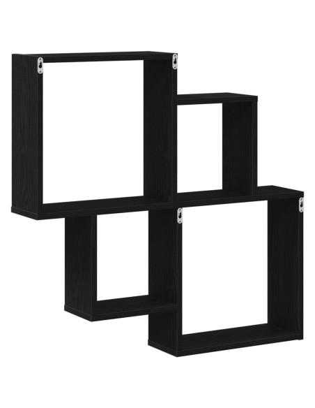 Scaffale da parete Rovere Nero 80 x 15 x 78,5 cm