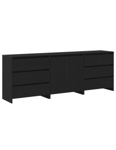 Credenza 3 pcs Nero 70 x 41 x 75 cm Legno multistrato