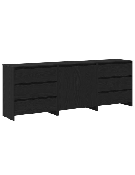 Set di 3 Sideboard in Legno Ingegnerizzato Nero