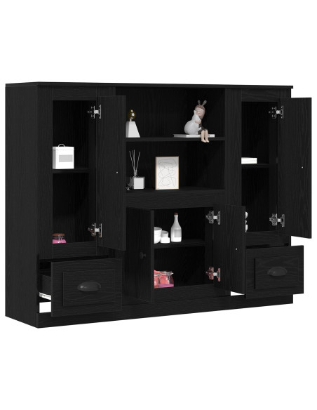 Highboard Nero Rovere 132x35,5x103,5 cm Legno Ingegnerizzato