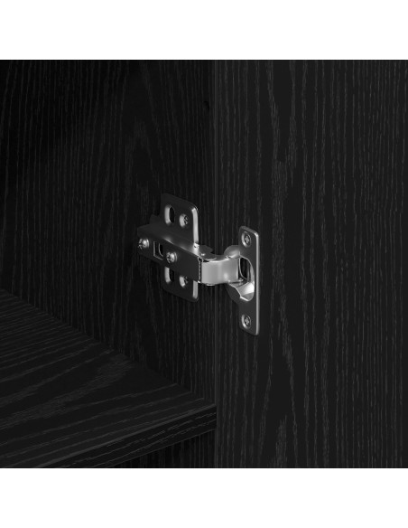 Credenza 2 pcs Rovere Nero Legno ingegnerizzato e vetro