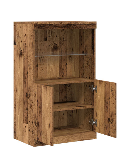 Sideboard con Luci LED Legno Antico 60x37x100 cm