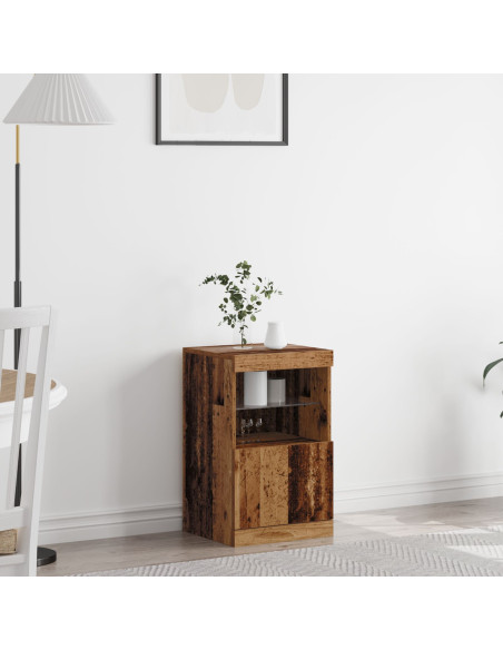 Credenza con luci LED Legno antico 41x37x67 cm