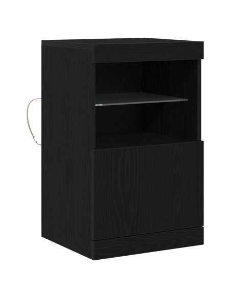 Mobile con luci LED Rovere Nero 41x37x67 cm