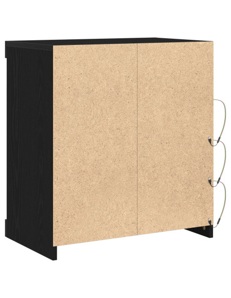 Sideboard con luci LED in rovere nero 60,5x37x67 cm