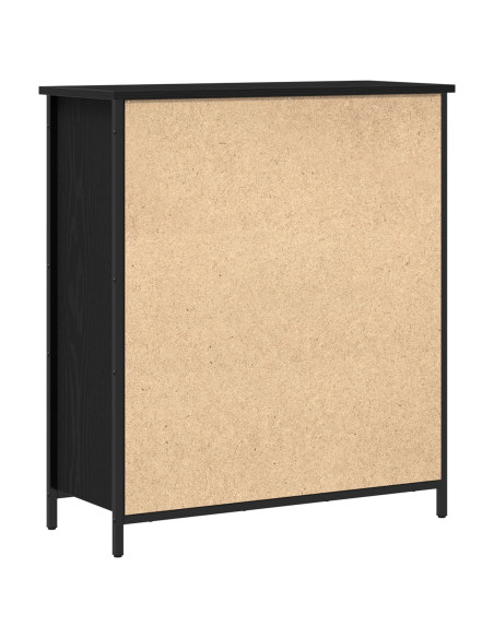 Mobile Nero Rovere 70x30x80 cm Legno ingegnerizzato e Acciaio