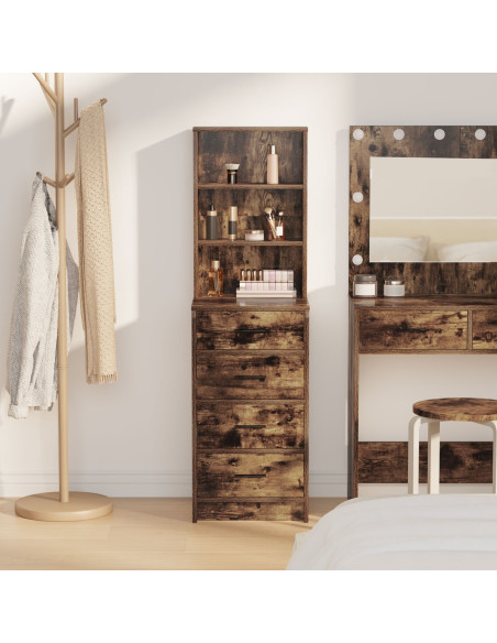 Highboard in Rovere Affumicato 40x41x135 cm in Legno Ingegnerizzato