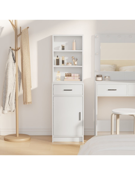 Highboard Bianco 40x41x135 cm in Legno Ingegnerizzato