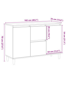 Credenza con cassetto Nero 102 x 35 x 60 cm Legno multistrato