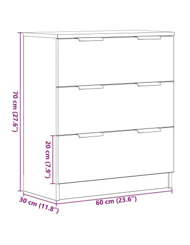 Credenza Rovere Nero 60 x 30 x 70 cm Legno multistrato