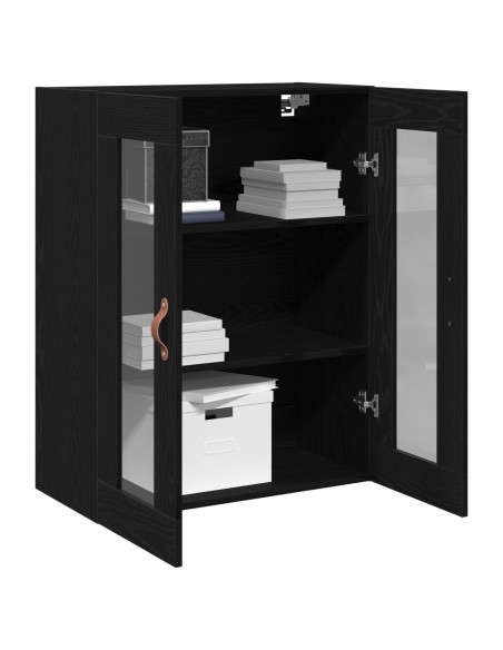 Armadio a Muro con Ante in Vetro Rovere Nero 69,5x34x90 cm
