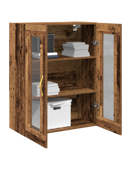 Armadio a muro con porte in vetro in legno vecchio 69,5x34x90 cm