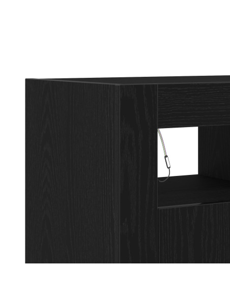 Mobile con luci LED Rovere Nero 80x35x75 cm in legno ingegnerizzato