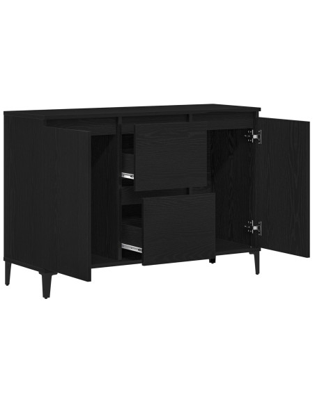 Credenza Nera in Rovere 104x35x70 cm in Legno Ingegnerizzato