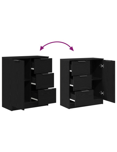 Credenza Rovere Nero 60 x 30 x 70 cm Legno multistrato