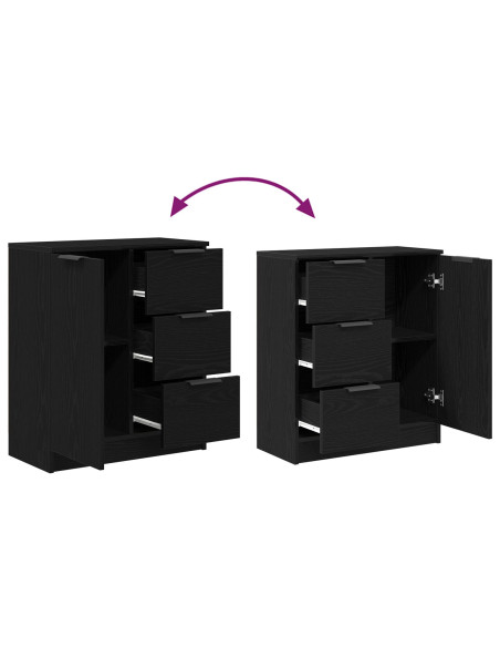 Credenza Rovere Nero 60 x 30 x 70 cm Legno multistrato