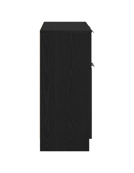 Credenza Nera in Rovere 60x30x70 cm Legno Ingegnerizzato