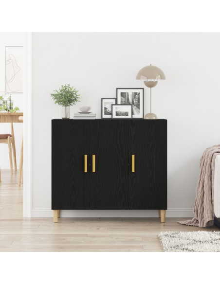 Credenza Rovere Nero 90 x 34 x 80 cm Legno multistrato
