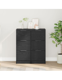 Credenza 2 pcs Rovere Nero 30 x 30 x 70 cm Legno multistrato