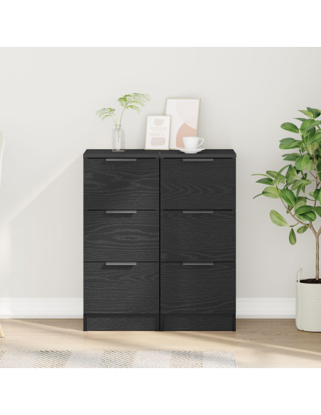 Credenza 2 pcs Rovere Nero 30 x 30 x 70 cm Legno multistrato